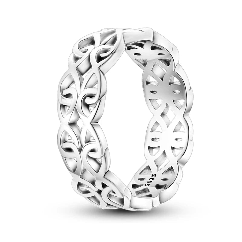 Women's Classic Geometric 925 Sterling Silver Ring with Overlapping Zircon - Top-Rated Fine Jewelry