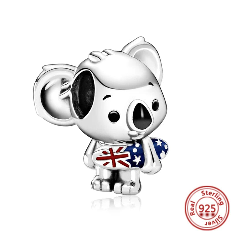 925 Silver Animal Charms: Adorable Cat, Dog, Elephant, Unicorn & Bird Pendants for DIY Bracelets