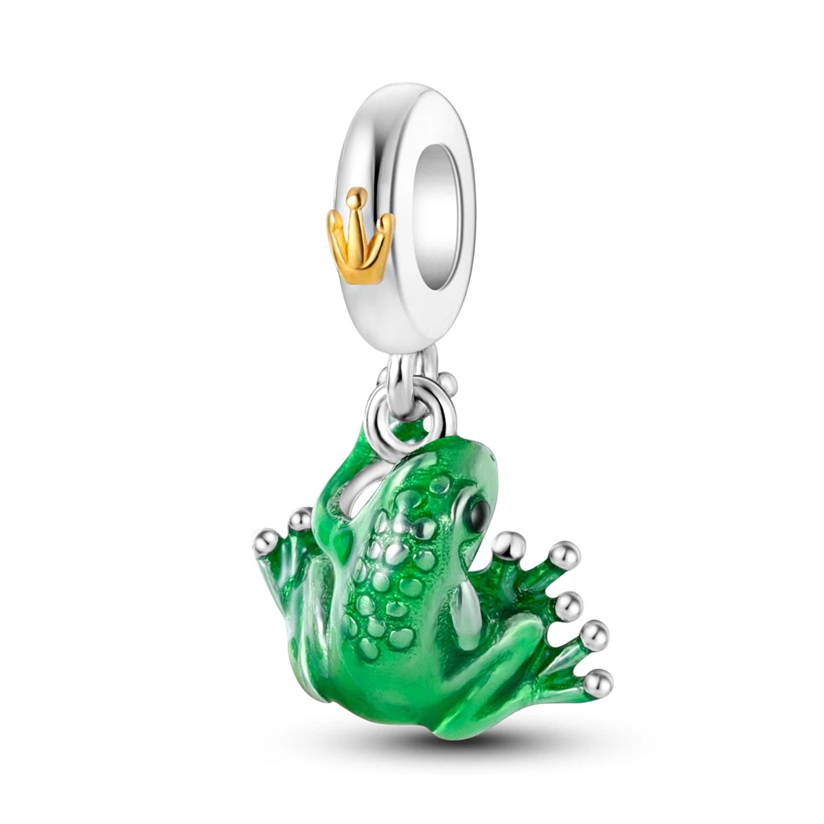 Charming Silver-Plated Chameleon Avocado Moon Eye Charm for Dangle Bracelets