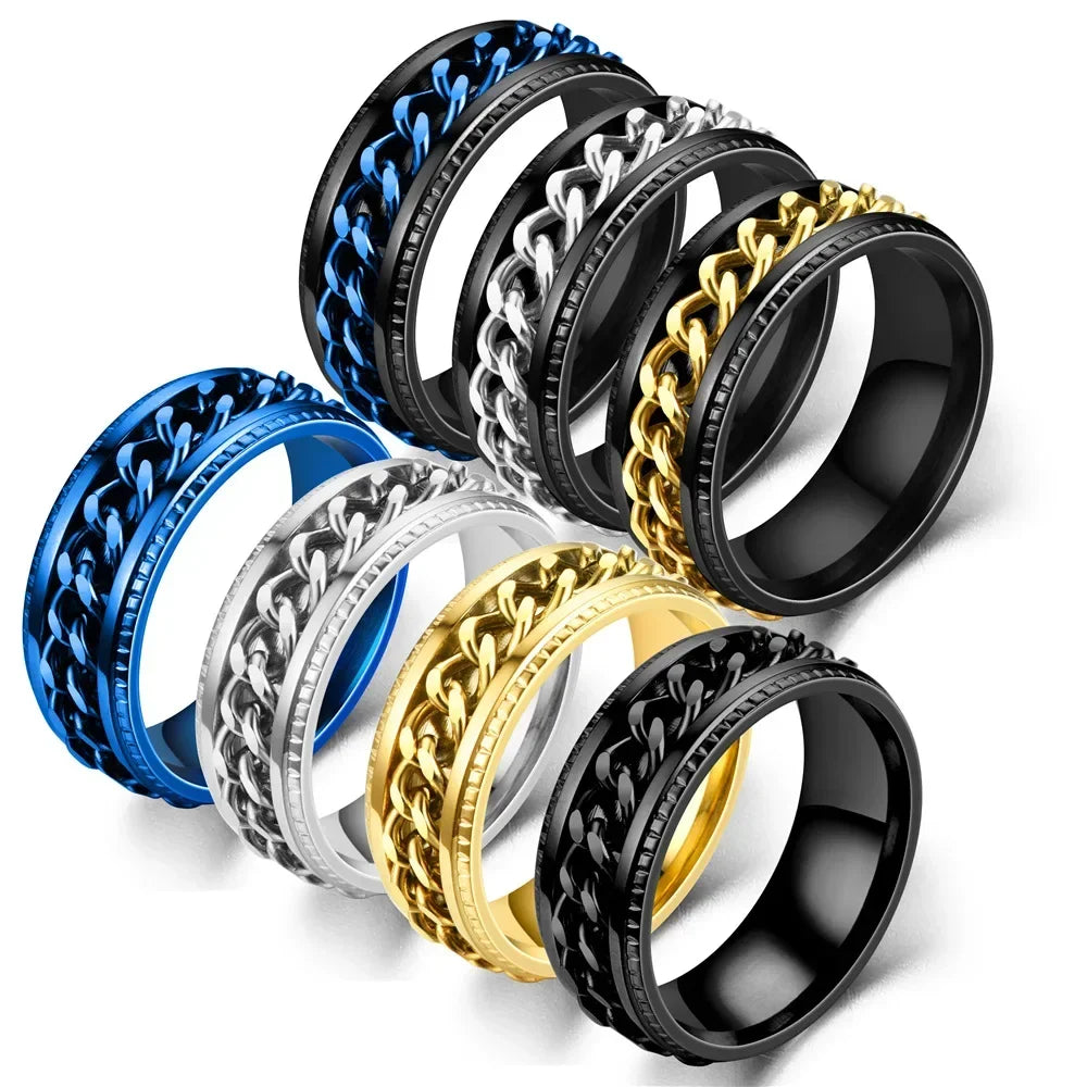 Fashionable Rotatable Stainless Steel Chain Ring for Men & Women - Top-Rated Titanium Jewelry Gift