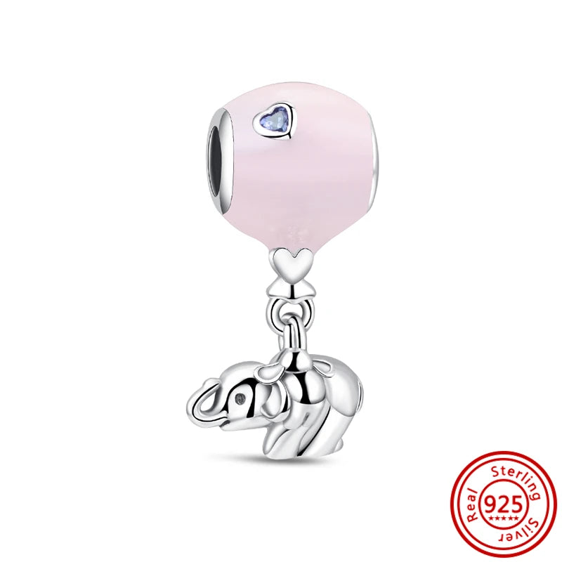 925 Silver Animal Charms: Adorable Cat, Dog, Elephant, Unicorn & Bird Pendants for DIY Bracelets