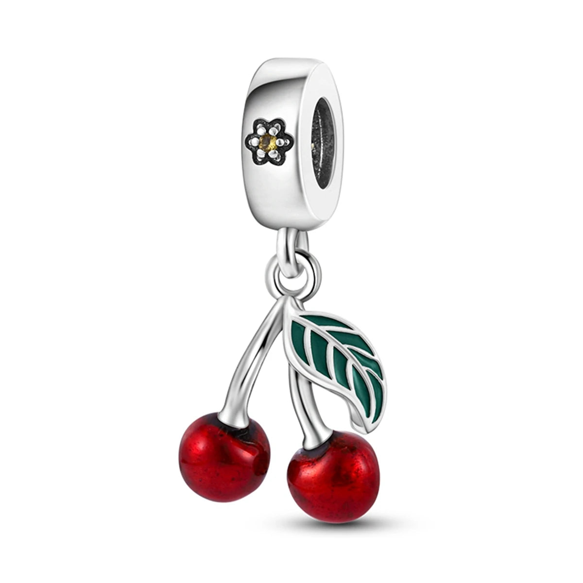Charming Silver-Plated Chameleon Avocado Moon Eye Charm for Dangle Bracelets