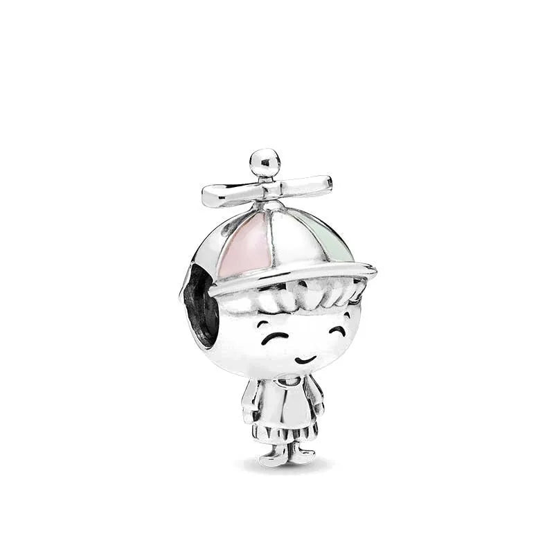 Spring Pink 925 Sterling Silver Enamel Flower Pendant for Mother-Daughter Bracelets