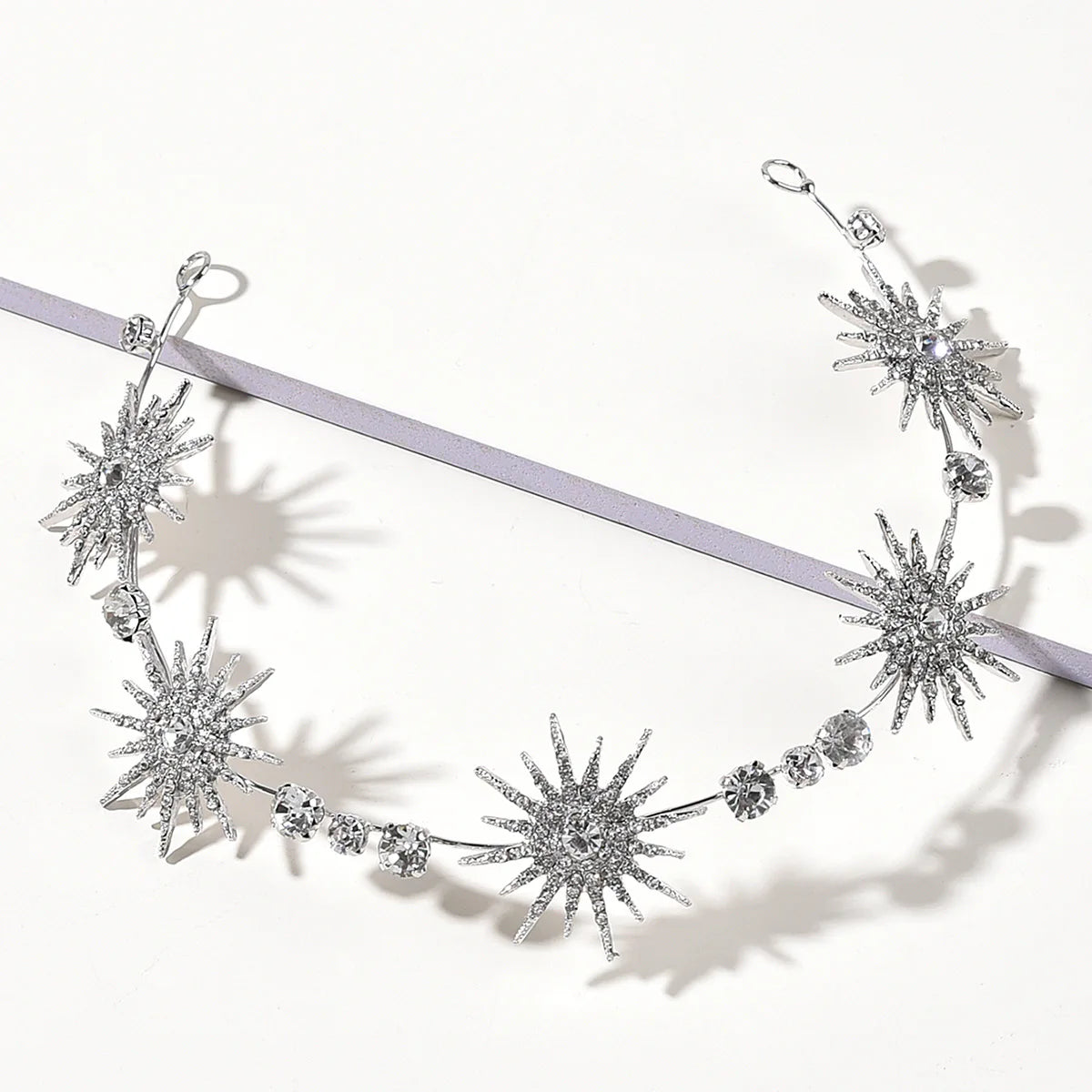 Wedding Crown Hair Jewelry - Double Layer Crystal Star Headpiece with Rhinestones