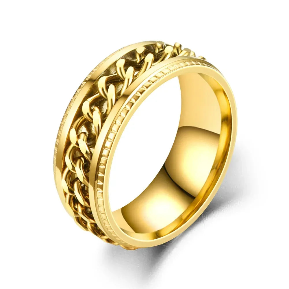 Fashionable Rotatable Stainless Steel Chain Ring for Men & Women - Top-Rated Titanium Jewelry Gift