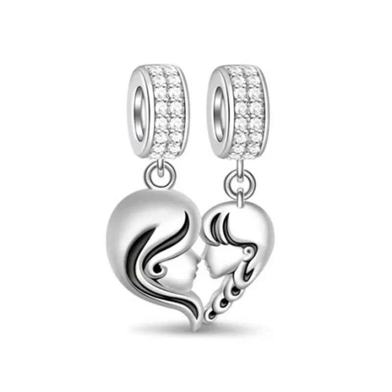 Snowflake Family Cat Mom Dangle Pendant - Top-Rated 925 Sterling Silver Jewelry for Bracelets