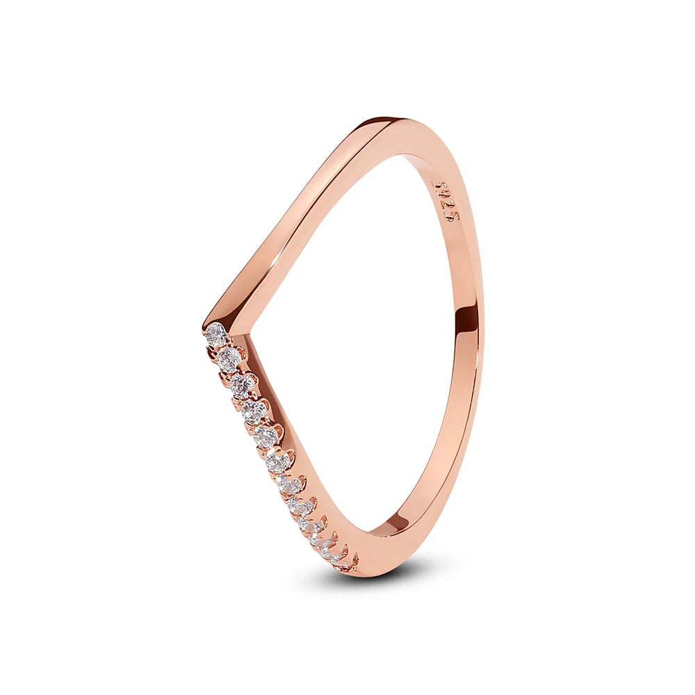 Original 925 Sterling Silver Love Heart Crown Engagement Ring - Rose Gold Luxury Jewelry Gift