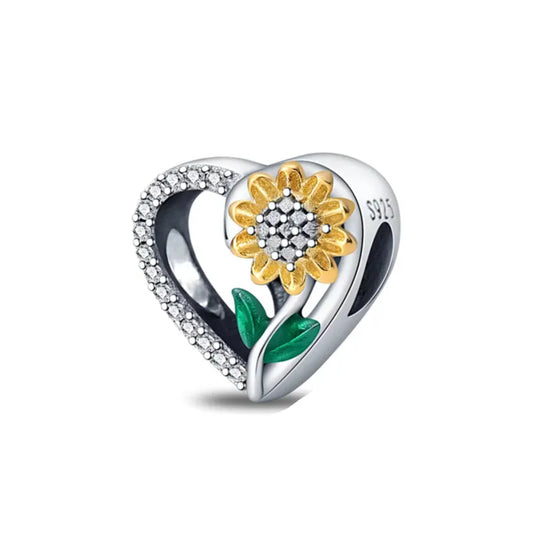Sunflower Evil Eye Charm - 925 Silver Plated Bead for DIY Bracelets - Top-Rated Women's Jewelry