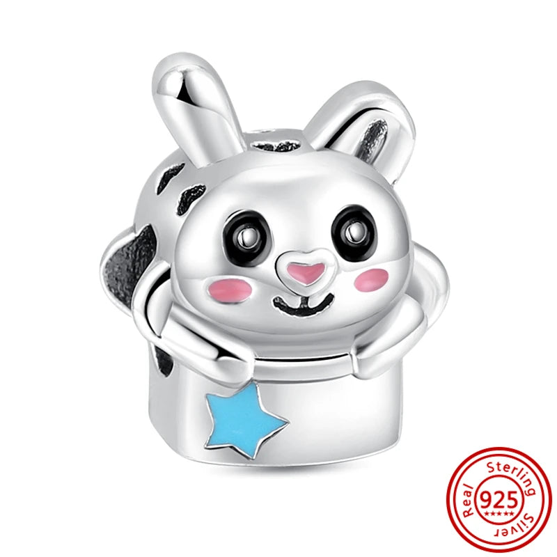 925 Silver Animal Charms: Adorable Cat, Dog, Elephant, Unicorn & Bird Pendants for DIY Bracelets