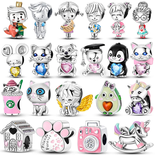 Penguin & Avocado Silver Plated Animal Charms for Bracelets & Necklaces - Top-Rated Favorites