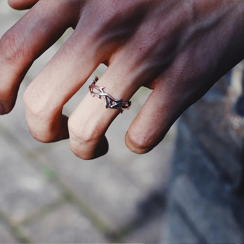 Vintage Adherence Couples' Rings - Top-Rated Fashion with Branches & Thorns