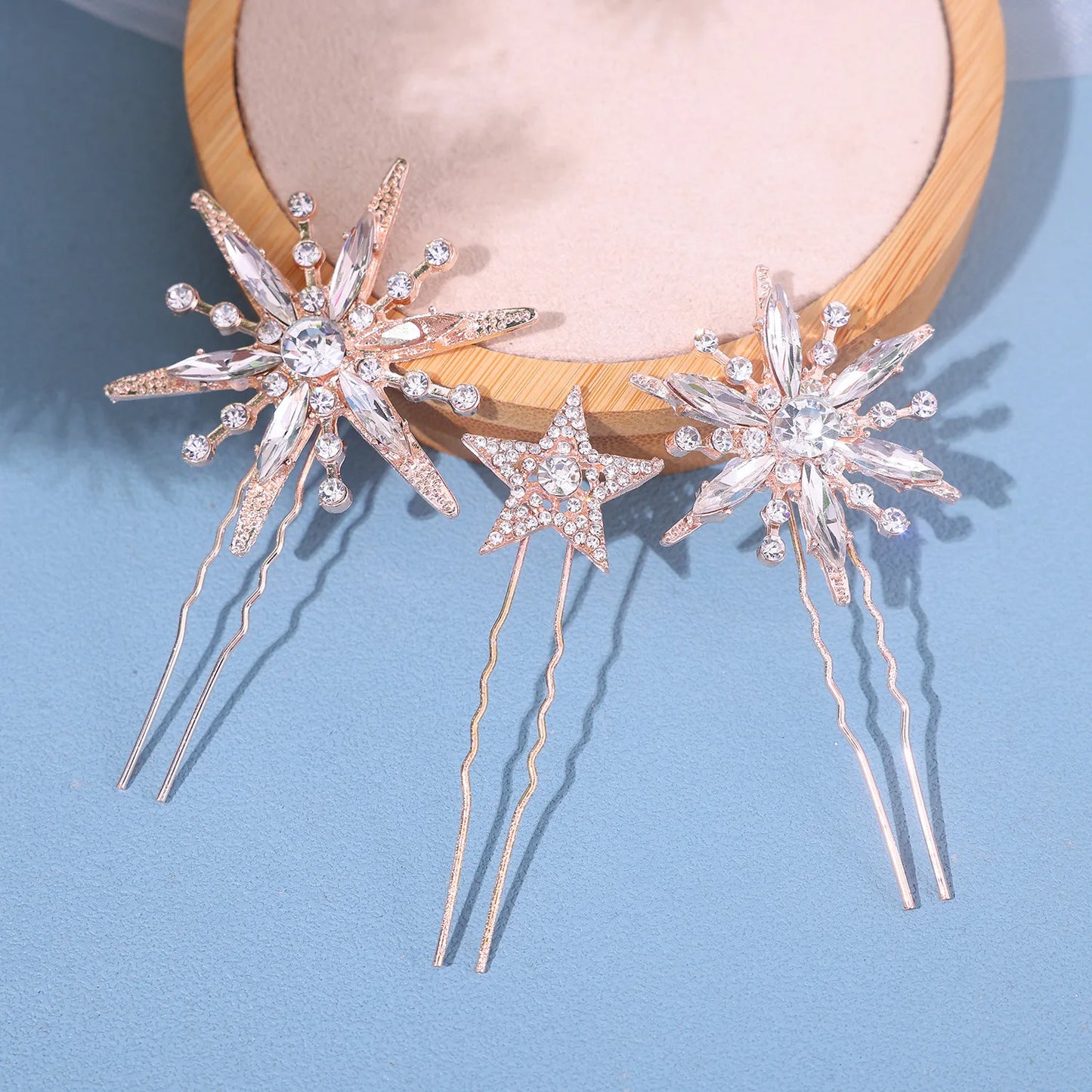 Wedding Crown Hair Jewelry - Double Layer Crystal Star Headpiece with Rhinestones