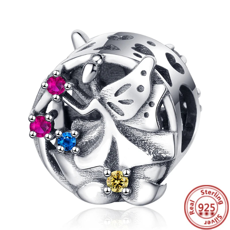 925 Silver Animal Charms: Adorable Cat, Dog, Elephant, Unicorn & Bird Pendants for DIY Bracelets
