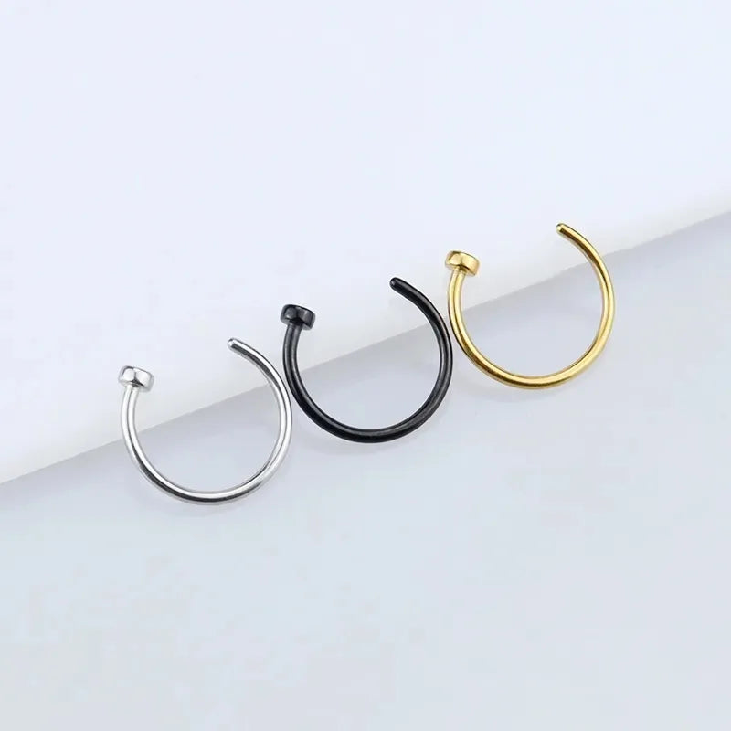 2/6 Stücke gefälschte Nasenringe für Frauen, 316L Edelstahl Lippenringe, Labret-Ring, Nasenring-Bügelförmige Stecknadeln, Nasenpiercing-Juwelen
