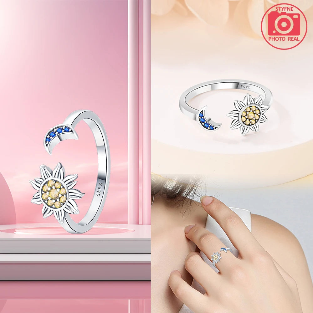 Elegant Sunflower 925 Sterling Silver Ring for Women - Perfect Gift for Special Occasions