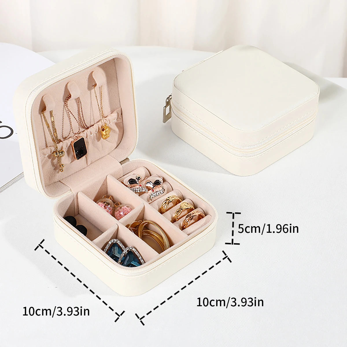 Travel-Friendly PU Leather Jewelry Organizer - Top-Rated Mini Storage Box for Bracelets, Earrings & Rings