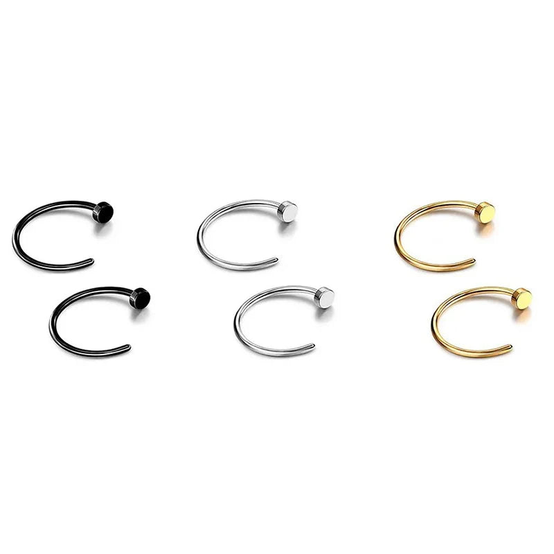 2/6 Stücke gefälschte Nasenringe für Frauen, 316L Edelstahl Lippenringe, Labret-Ring, Nasenring-Bügelförmige Stecknadeln, Nasenpiercing-Juwelen