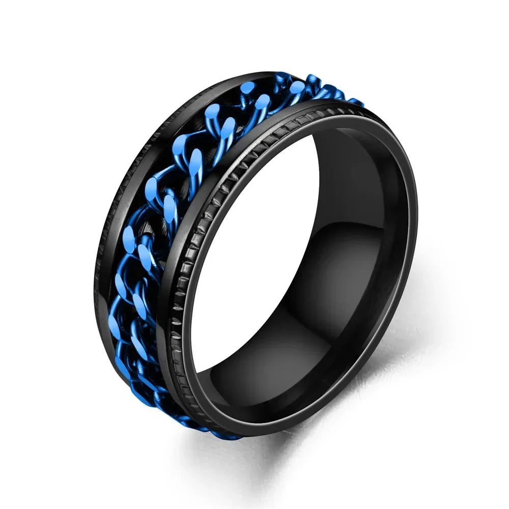 Fashionable Rotatable Stainless Steel Chain Ring for Men & Women - Top-Rated Titanium Jewelry Gift