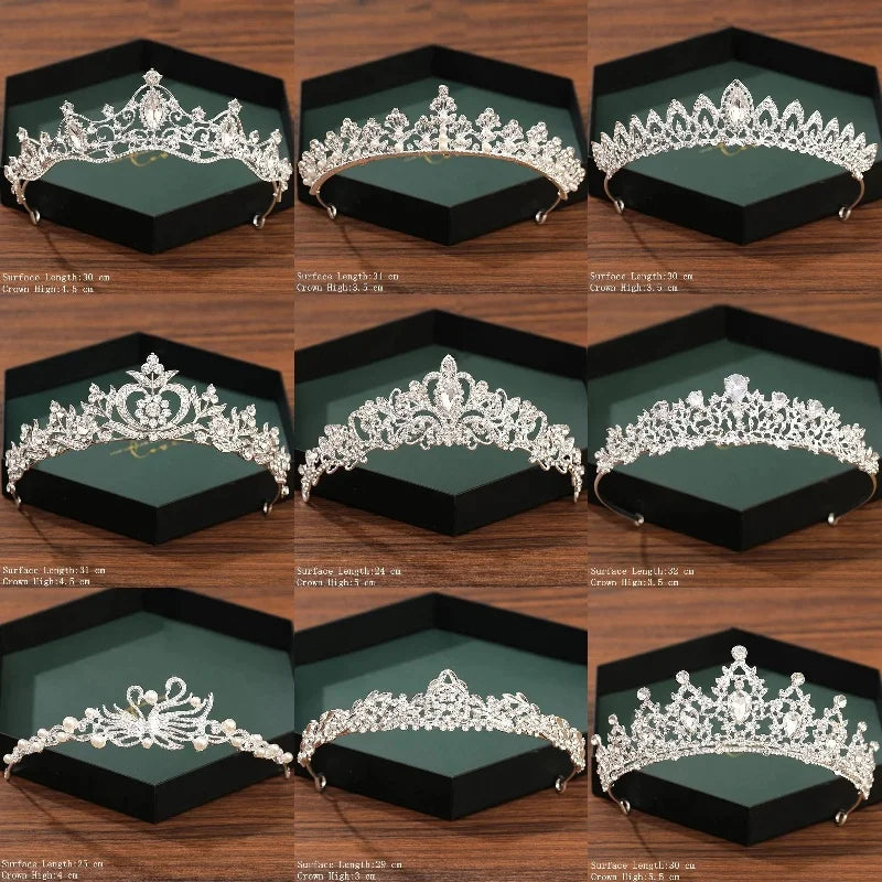 
Accessoires de cheveux de mariage couleur argent Couronne et diadème pour femmes Couronne de mariée Cristal Strass Diadèmes Couronnes de mariée