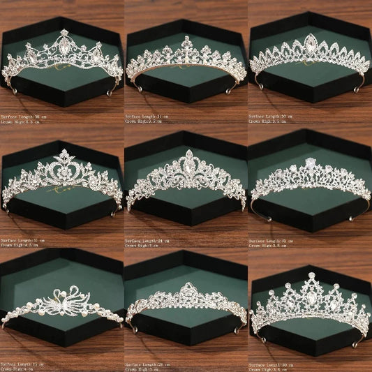 
Accessoires de cheveux de mariage couleur argent Couronne et diadème pour femmes Couronne de mariée Cristal Strass Diadèmes Couronnes de mariée
