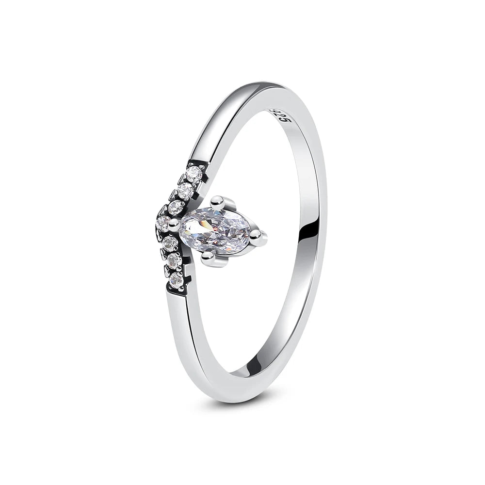 Original 925 Sterling Silver Love Heart Crown Engagement Ring - Rose Gold Luxury Jewelry Gift