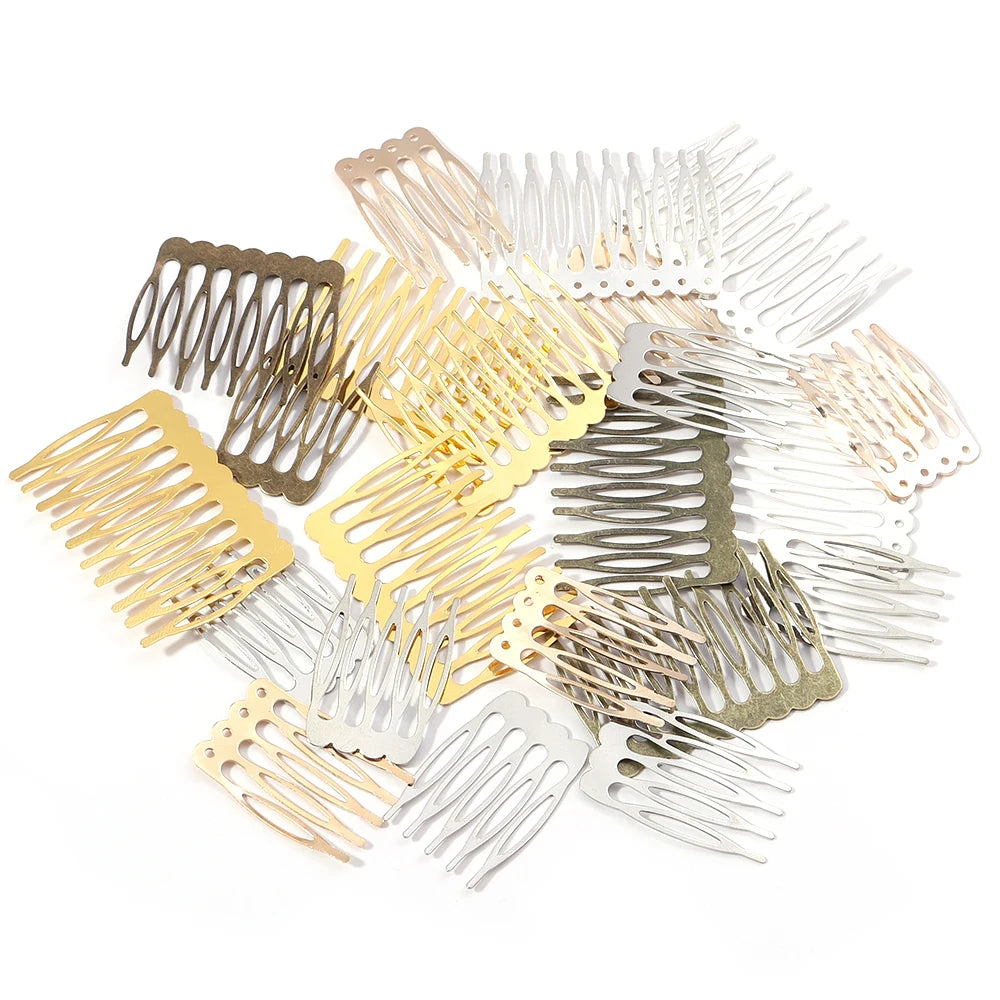 Rhodium & Bronze Gold Bridal Hairpins - 10pcs Wedding Hair Combs for Stunning Styles